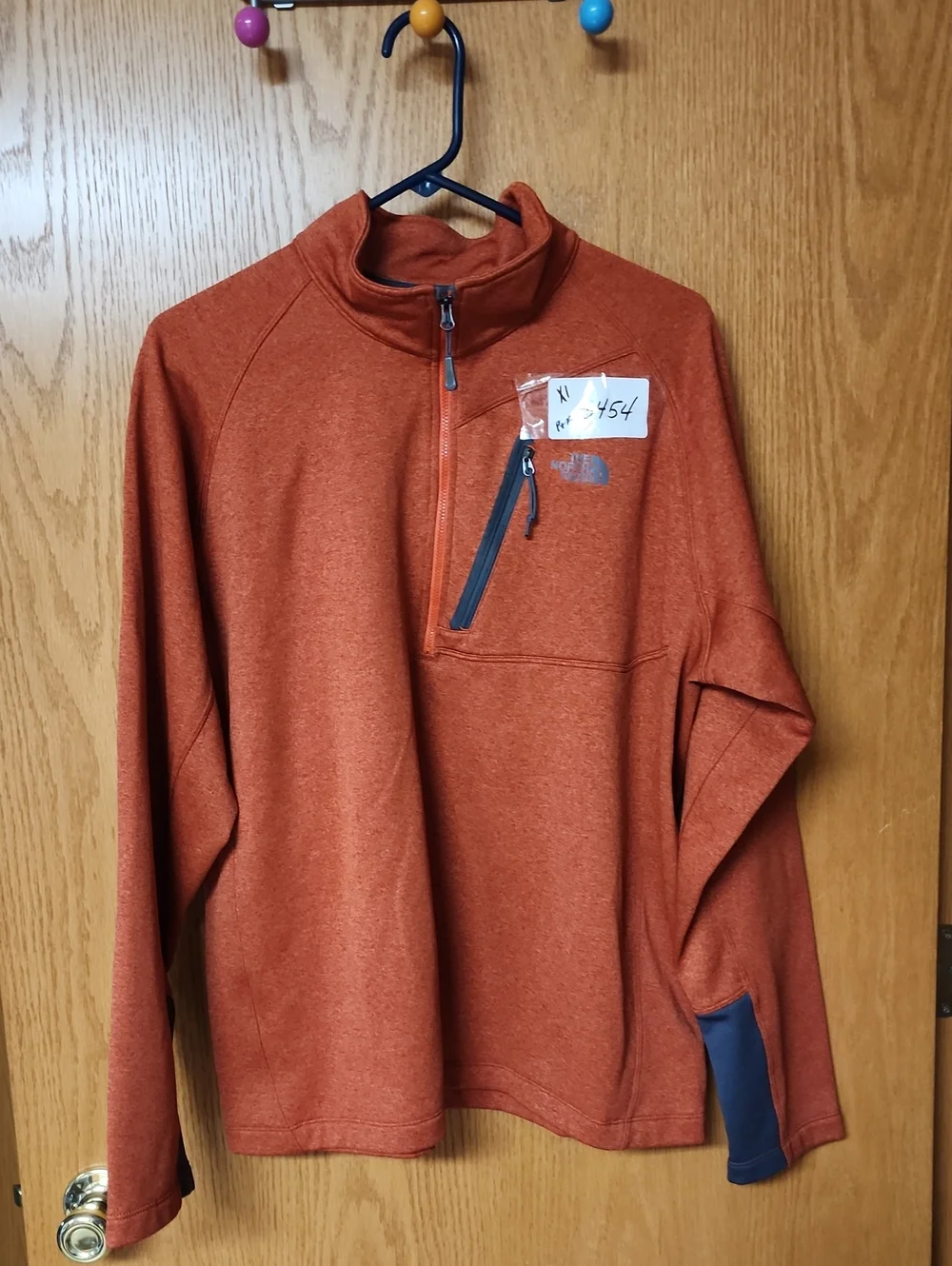The North Face Orange Heather Quarter-Zip Pullover mens XL number 3454